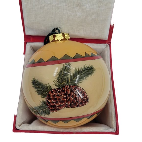 Christmas Ornament Ball Reverse Painted Pine Cones - Picture 1 of 8
